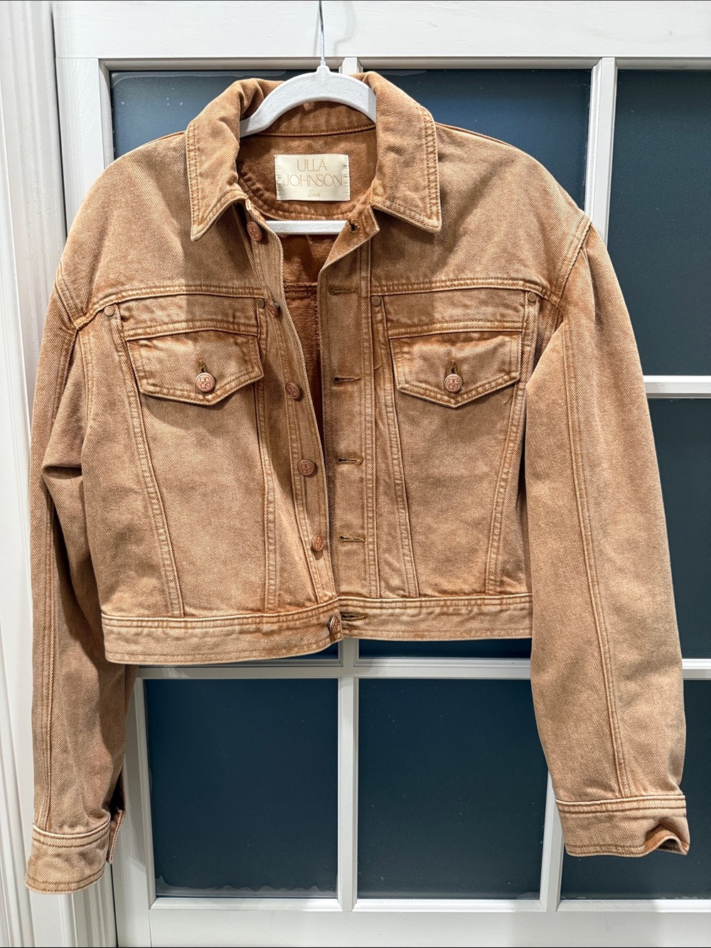 Ulla Johnson Cropped Tan Denim Jacket - Picture 2 of 4